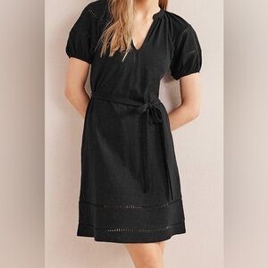 Boden Cotton Black Short Sleeve Dress Size 10R with Trim Details